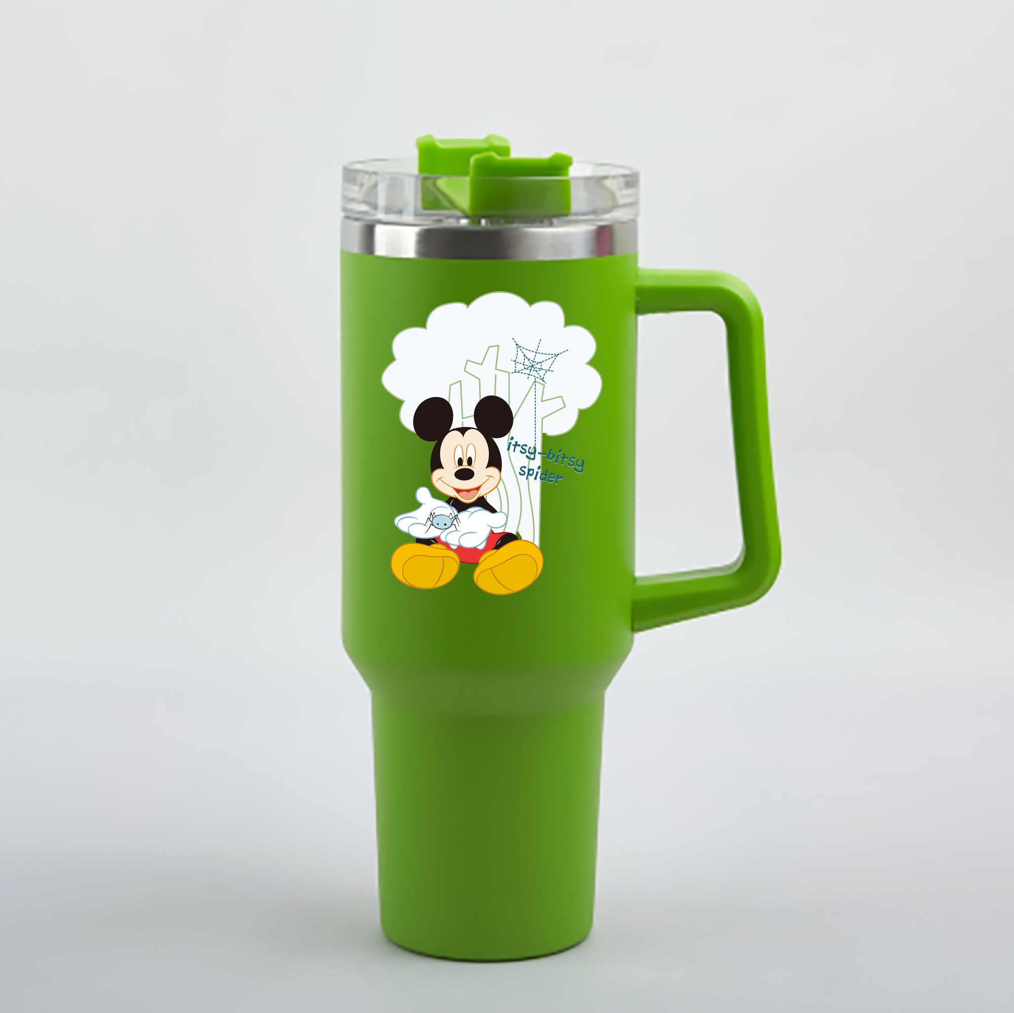 （画像用） ミッキーマウス Mickey Mouse 1200mL車用タンブラー - クリスタルステッカー（プラスチックストロー付き）